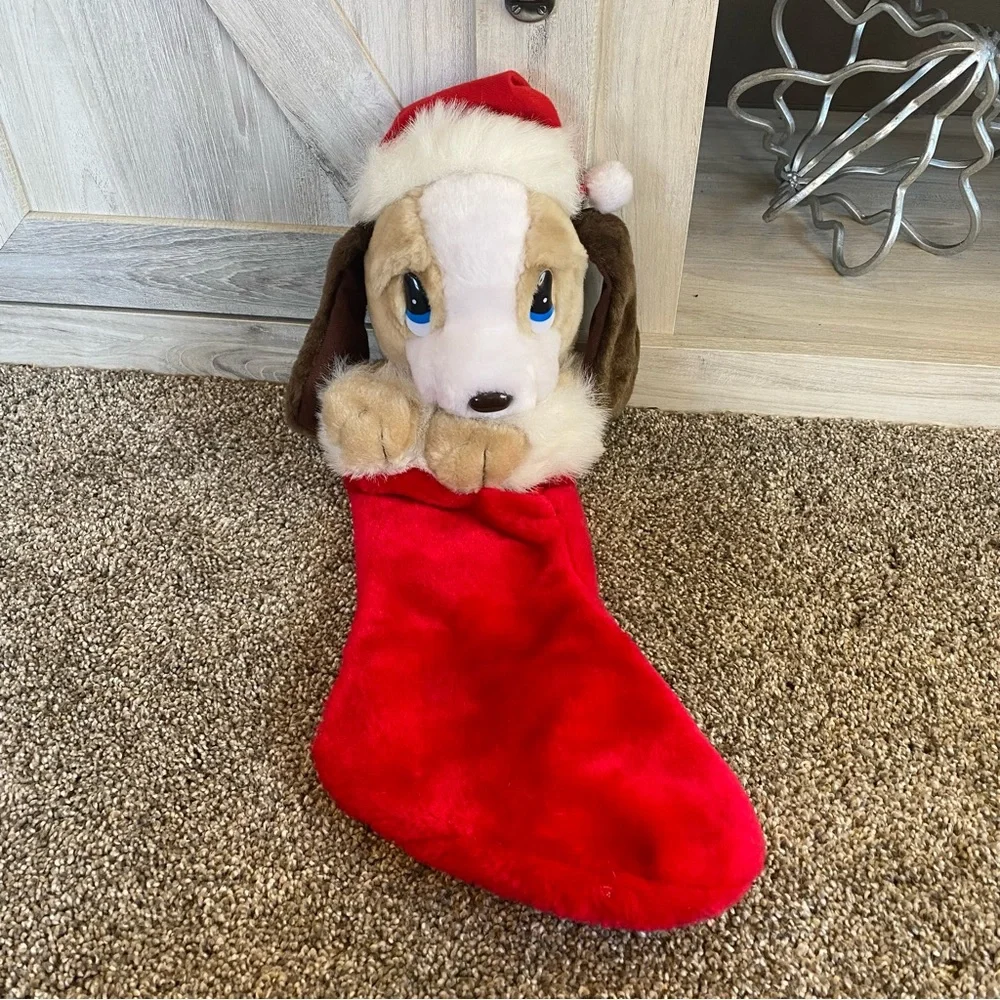 Vintage Sad Sam Dog Plush Christmas Stocking Beautiful Sweet Puppy Holiday Dog